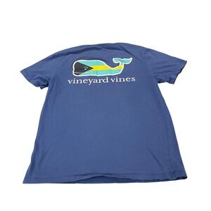 Vineyard Vines Mens Small Blue Flag Whale Logo Short Sleeve Pocket T-Shirt